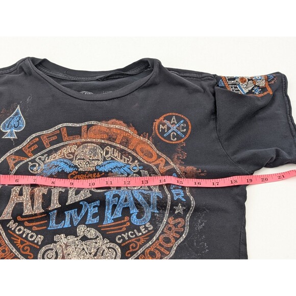 Affliction Live Fast Motorcycle American Black Short Sleeve T-Shirt Size M/L - Picture 5 of 6